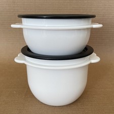 Tupperware Butterfly Bowls (Set of 2) White #2513 + #2514 Black One Touch Seals picture