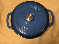 Amazon Basics 6 Qt Enameled Cast Iron Pot Dutch Oven Dimple Lid BLUE Excel Cond picture