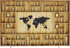 68 Large World Map Shot Glass Display Case Rustic Shot Glass Holder 37X 24.4In B picture