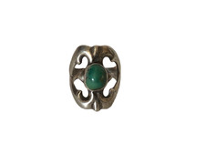 Navajo Sandcast Natural Turquoise Vintage Ring Sterling Silver 925 Size 10.5 picture