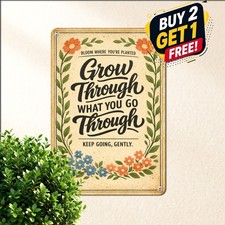 Wildflower Inspirational Quote Tin Sign 8x12 Rustic Botanical Metal Wall Plaque picture