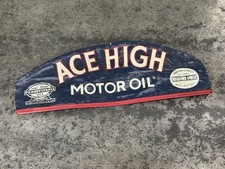 Ace High Motor Oil Service Gas Station Attendants Hat Cap Vintage Original Sign picture