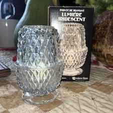 Indiana Glass 5  1/2” Diamond Point Fairy Lamp ORIGINAL BOX Candle Holder ￼ picture