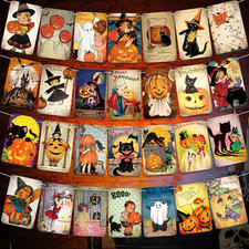 Maitys 4 Pcs Vintage Halloween Banner Pumpkin Witch Cat Hanging Garland picture