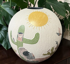 Mata Ortiz Pottery Desert Day Night Cactus Animals Coyote Mariela Tena Hernandez picture
