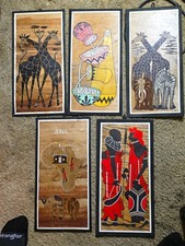 Qty 15 Pieces African Handmade Carved Wooden Masks & Wall Art Lot picture