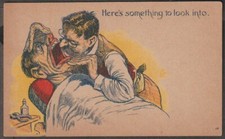 US HERE'S SOMETHING TO LOOK INTO humour postcard PU 1910 picture