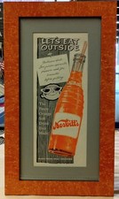 NESBITT'S ORANGE SODA RARE FRAMED 1957 PROMO BANNER AD COOL MAN CAVE RETRO ART picture