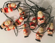 Vintage GE Christmas Merry Midget Set 12 Santa Blow Mold String Lights Works picture