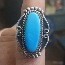 Billy B Sterling Silver Turquoise Ring Native American Handmade US Artisan picture