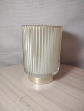 Dasiton Blown Glass Makeup Brush Holder Organizer Ribbed Pearly Cream Gold picture