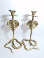 2pcs vintage candlestick brass copper decor cobra snake candelabra holders rare picture
