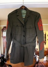 Marine Gunnery Sargeant's Wool Tunic (with Belt)+Short&Long Sleeve Shirts c.1964 picture