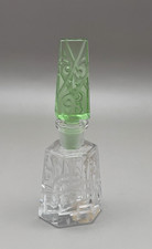 Antique Vintage Czechoslovakian Uranium Glass Irice Perfume Bottle W/ Stopper picture