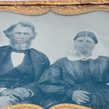 1/4th Plate Ambrotype Seated Older Couple Tinted picture