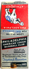 1941 Philadelphia Athletics Schedule Matchbook Full Unstruck Shibe Park Vintage picture