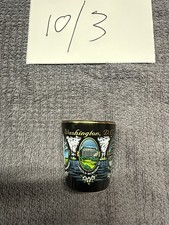 Washington DC Souvenir Shot Glass Lincoln Memorial Gold Rim Black picture