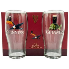 Guinness Gilroy Toucan Fling Bird & Tortoise Turtle Pint 20 oz Glass Set of 2 picture