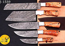 CUSTOM MADE HAND FORGE DAMASCUS STEEL CHEF KNIFE SET KITCHEN KNIVES 1539 picture