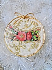 Vintage Img Glittered EASTER/SPRING - CHICK/FLOWERS - REVERSIBLE picture