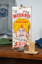Vintage Fortune Teller Coin Operated Vending Machine The Wizard Antique RARE picture