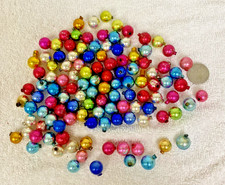 100 Vintage Miniature Blue Red Pink Gold Mercury Glass Round Christmas Ornaments picture