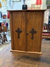 Antique Catholic Last Rites  Viaticum Cabinet Vintage New Interior Fabric AR1 picture