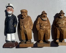 Vintage C.O. Trygg Signed Wood Fisherman Sailor Figures Folk Art Lot 4 picture