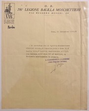ROMA 781a LEGIONE BALILLA MOSCHETTIERI CERTIFICAZIONE TESSERA A.XV° O.N.B. 1937 picture