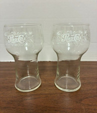 VTG 1970's Pepsi Cola Logo Soda Pop Fountain Bulb Shape Glasses 16 oz Set of 2 picture