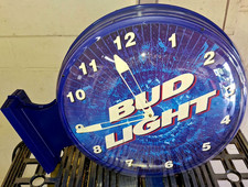 Bud Light 2-Sided Non-Illuminated Pub Clock Breweriana Item# 1011740 picture