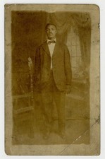 Handsome African American Gentleman 1920 Dashing Black Man Bowtie RPPC Photo picture