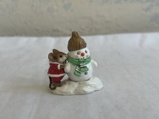 Vintage 1992 Wee Forest Folk Mouse with Snowman Figurine Donna Petersen Retired picture