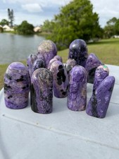 16 piece set Charoite Polished Gemstone Freeform 6.3 Kilos 13 small & 3 XLG Cuts picture