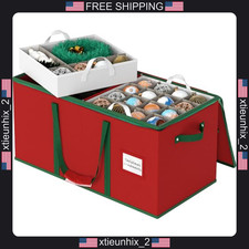 Christmas Ornament Storage Box with Adjustable Dividers, Holds 128 Ornaments picture