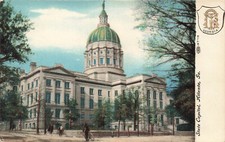 STATE CAPITOL BUILDING AND STATE SEAL POSTCARD ATLANTA GA GEORGIA 1907 picture