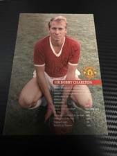 Manchester United Legend Sir Bobby Charlton Signed Club card picture