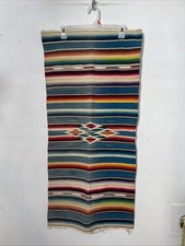 Vtg Mexican Serape Saltillo Hand Woven Wool Runner Wall Hanging 37