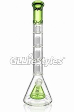 MAV Glass 21” Pyramid To Triple Ufo Beaker, Water Pipe Bong, Color Ooze picture