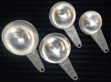 Crosby & Taylor Pewter Bamboo Motif 4 pc Measuring Cup Set 1 c, 1/2c, 1/3c, 1/4c picture