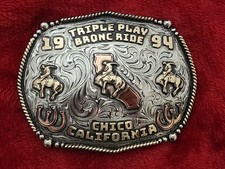 Rodeo Champion☆1994☆Pro Bronc Riding TROPHY BUCKLE☆Chico California☆RARE☆581 picture