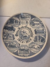 Vintage Otter Lake Michigan Centennial Plate 1873-1973 Kettlesprings Kiln 2386-s picture