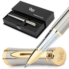 Luxury Refillable Rollerball Gift Pen for Writing,Silver Silver Gold picture