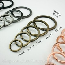 Antique Brass Key Rings Flat 15-35mm Keyring Split Ring Double Loop Tag Chain picture