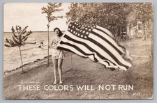 Patriotic, These Colors Will Not Run, 1940/50s-RPPC Postcard B22 picture