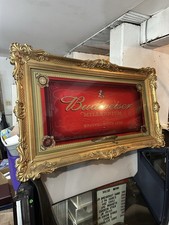 1999 Budweiser Millennium Lighted Bar Mirror Sign 58” Ornate Gold Frame RARE picture