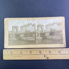 Pont Louis-Philippe Bridge Paris Stereoview France 1850s Flat Mount picture