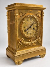 Antique French Empire Ormolu Gilt Bronze Mantel Clock c.1820 Working 8 Day picture