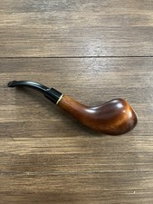 Vintage Unbranded Estate Smoking Pipe Smooth Wood Curved Shank Monogram CJ⁠ picture