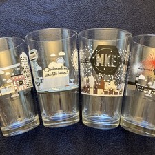 Milwaukee MKE Brewing Co 4 Glasses, Godzilla, Lake Life, Winter, Summer picture